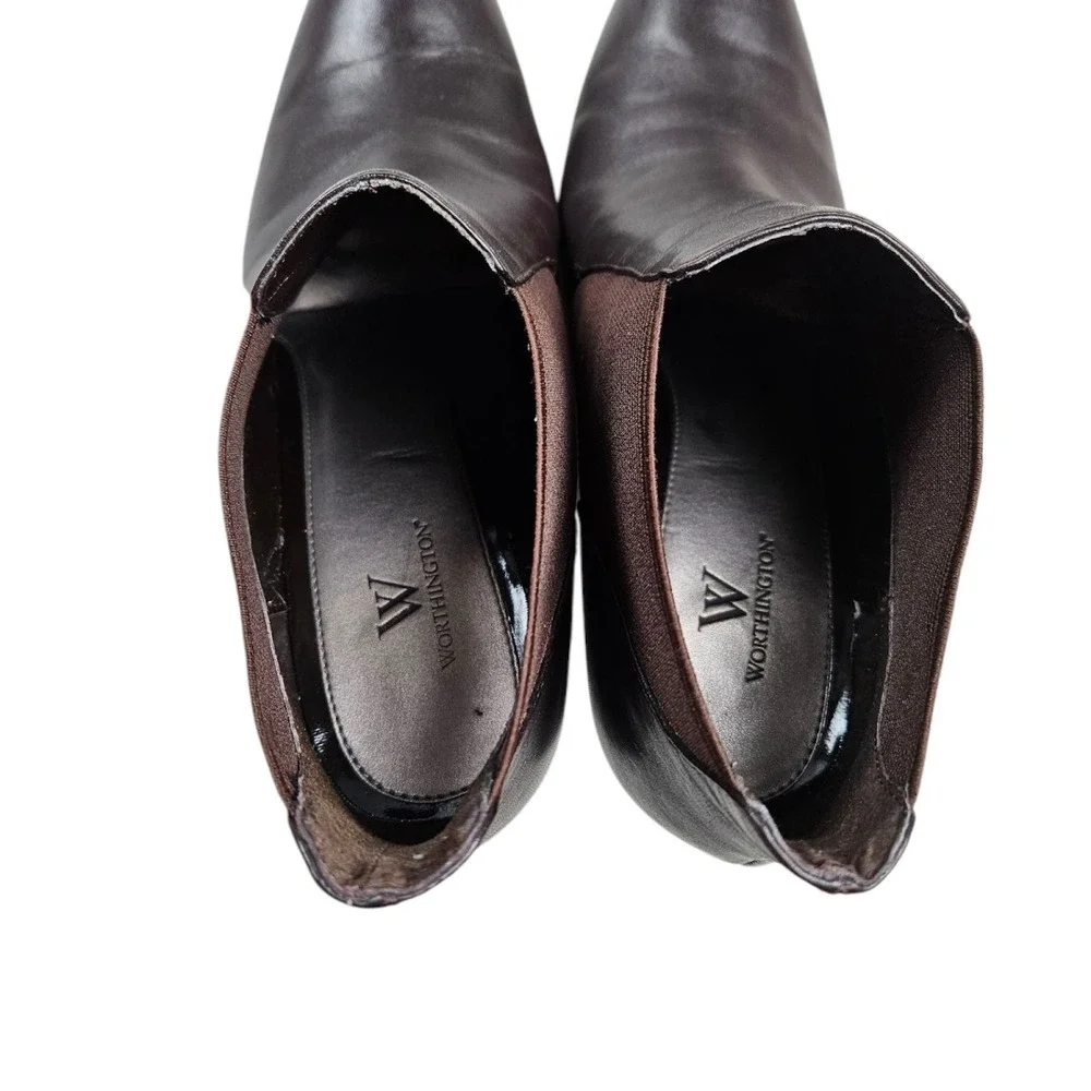 Minimalist Office Corpcore Women 10B Brown Ankle Booties Heels Capsule Wardrobe